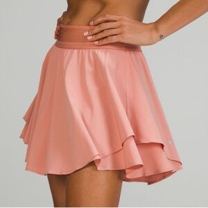 LULULEMON ATHLETICA court rival skirt long dark peach pink savannah skort tennis